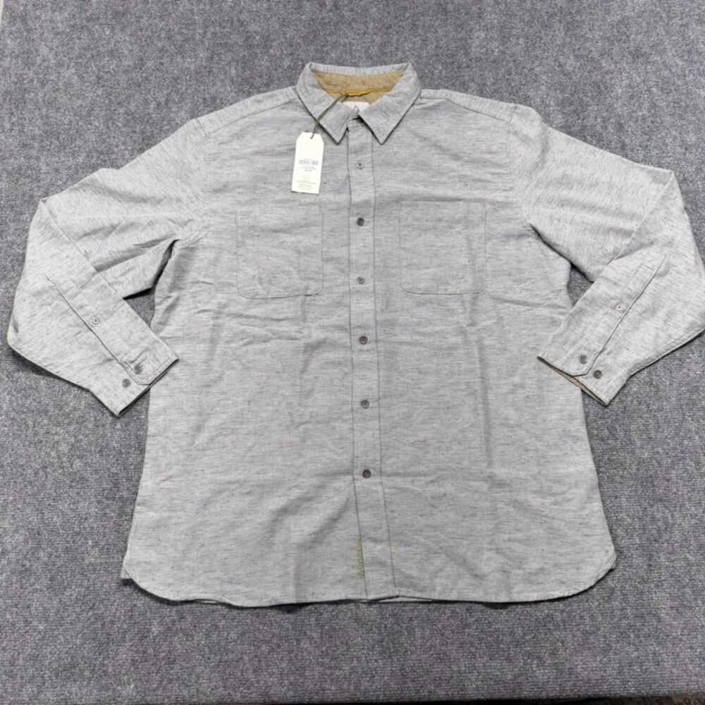 Ascend Men's XL Ultimate Grey Herringbone Slub Long Sleeve Shirt NWT